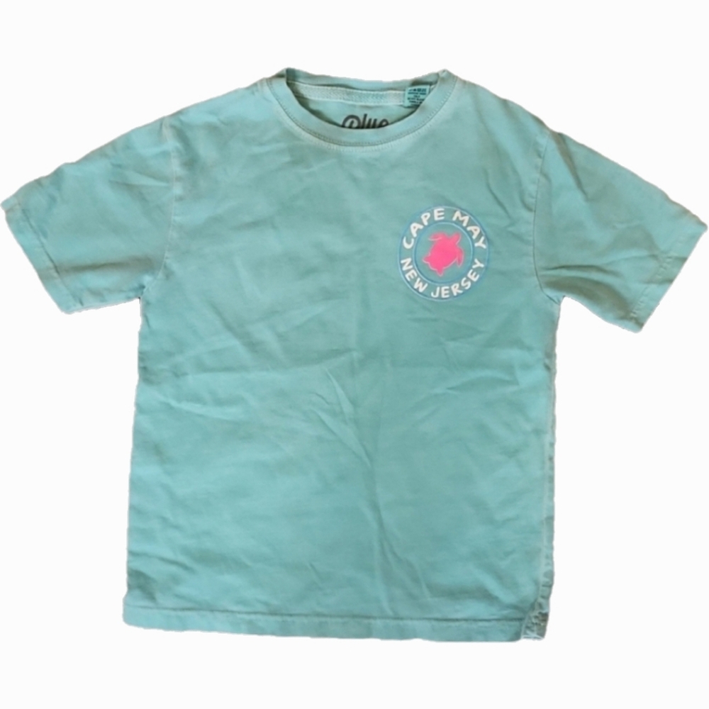 Blue 84 life is better in a t shirt Cape May teal pink turtle cotton top